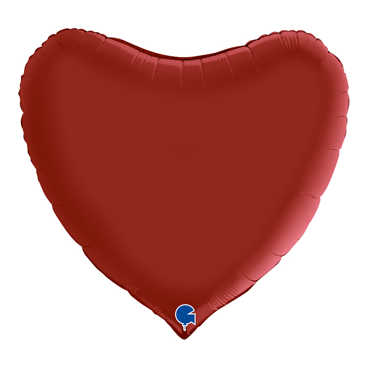 Шар Сердце рубиновое 46 см, сатин