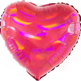 Шарик Сердце красное 46 см, голография