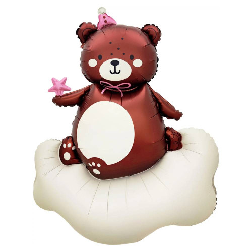 Шар фигура "Мишка на облачке", розовый