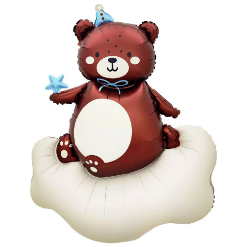 Шар фигура "Мишка на облачке", голубой