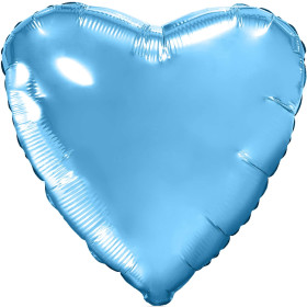 Шар Сердце голубое 46 см, металлик