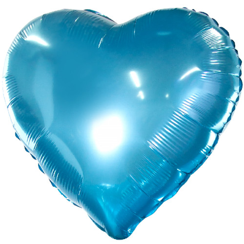 Шар Сердце голубое 46 см, металлик