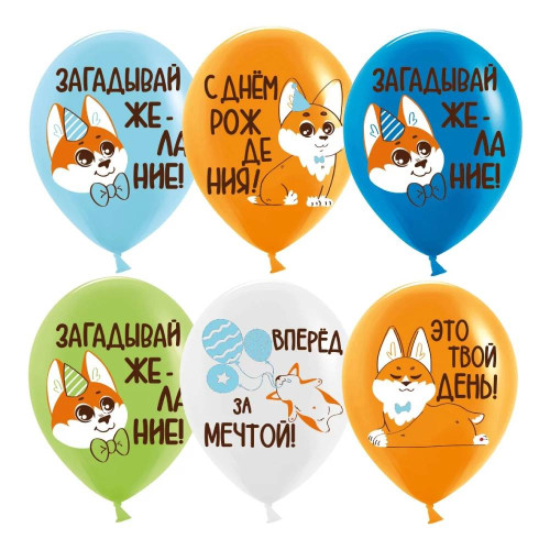 Латексный шар "Корги. С Днем рождения"