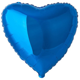 Шар Сердце синее 46 см, металлик