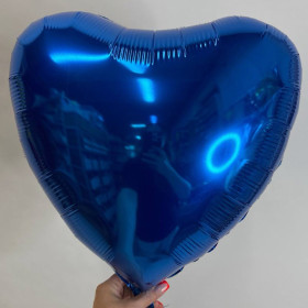 Шар сердце синий металлик, 46 см