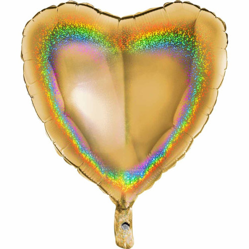 Шар Сердце золотое 46 см, голография