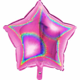 Шар Звезда 46 см, розовая голография