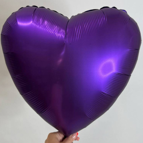 Шар сердце королевский фиолетовый сатин, 46 см