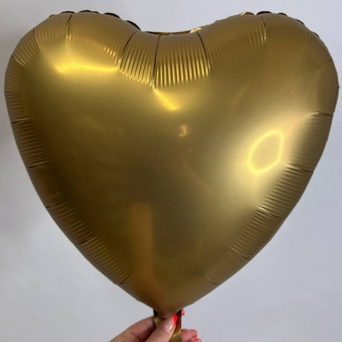 Шар сердце золото сатин, 46 см