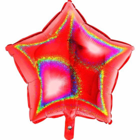 Шар Звезда 46 см, красная голография