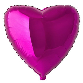 Шар Сердце фуксия (розовое) 46 см, металлик
