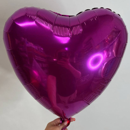 Шар сердце фуксия металлик 1204-0028, 46 см