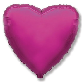 Шар Сердце фуксия (розовое) 46 см, сатин