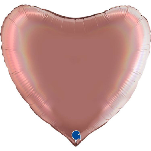 Шар Сердце розовое 91 см, голография