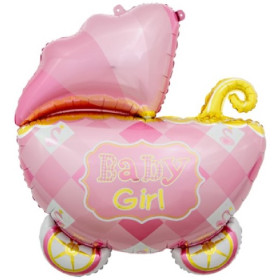 Шар фигура "Коляска детская Baby Girl", розовая
