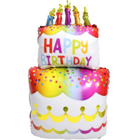 Шар фигура "Торт на День Рождения", разноцветное конфетти