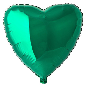 Шар Сердце зеленое 81 см, металлик