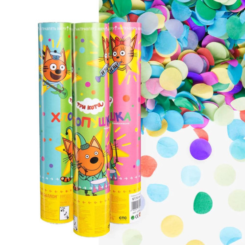 Хлопушка "Три кота" ассорти, 30 см