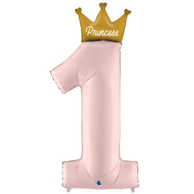Шар цифра 1 "Princess", розовая