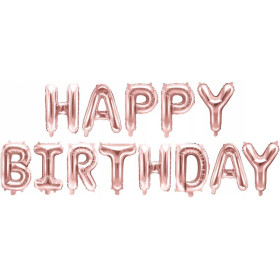 Буквы, мини-надпись "Happy Birthday", розовое золото