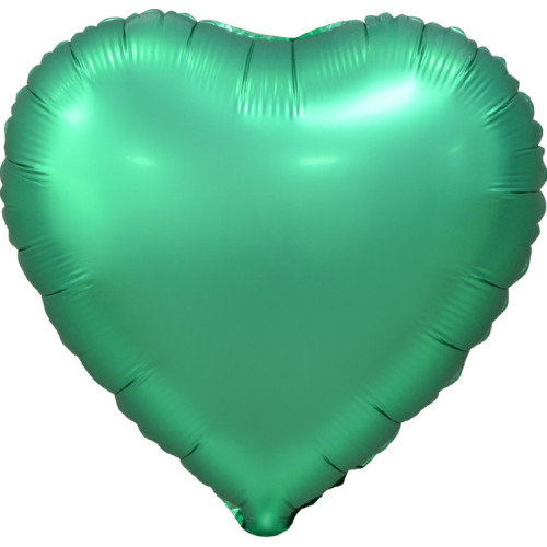 Шар Сердце зеленое 46 см, сатин