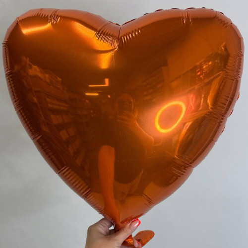 Шар сердце оранжевый металлик, 46 см