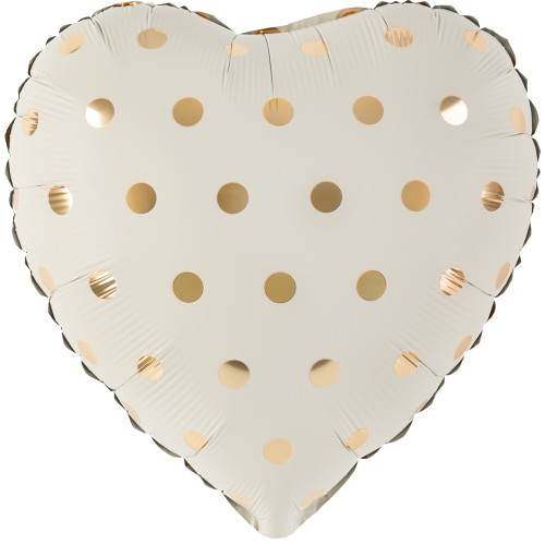 Шар сердце "Золотой горошек", кремовый