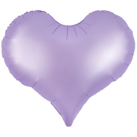 Шар сердце 61 см, сиреневый сатин (Люкс)