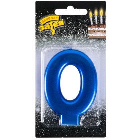Свеча-цифра "0", синяя