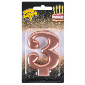 Свеча-цифра "3", розовое золото