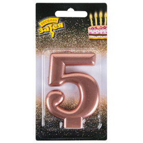 Свеча-цифра "5", розовое золото