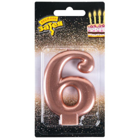 Свеча-цифра "6", розовое золото