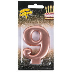 Свеча-цифра "9", розовое золото