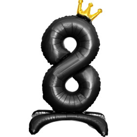 Шар-цифра 8 Золотая корона, черная, на подставке, 81 см