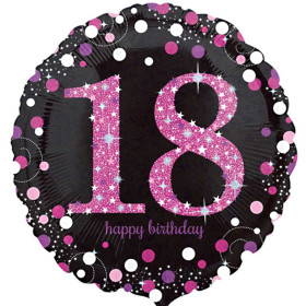 Шар цифра "HB Sparkling Birthday 18" розовый