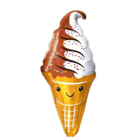 Шар фигура "Мороженое. Вафельный рожок, Шоколадный/Белый"