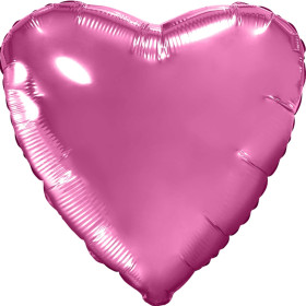 Шар сердце 48 см, розовый пион, металлик