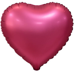 Шар сердце бордовое 46 см, сатин