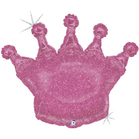 Шар фигура "Корона розовая голография"