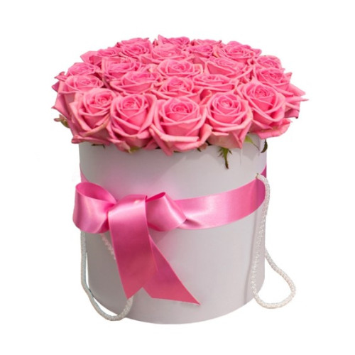 25 розовых Роз в коробке, 40 см