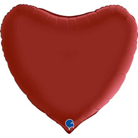 Шар Сердце рубиновое красное 100 см, сатин