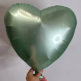 Шар сердце мятно-зеленый сатин, 46 см