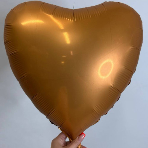 Шар сердце карамель сатин, 46 см
