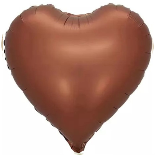 Шар Сердце шоколад 46 см, сатин