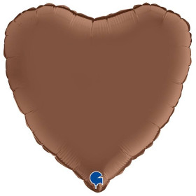 Шар Сердце шоколад 46 см, сатин