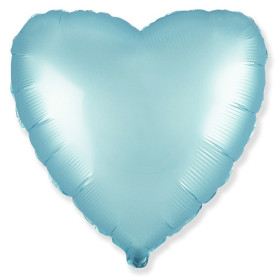 Шар Сердце светло-голубой 46 см, сатин