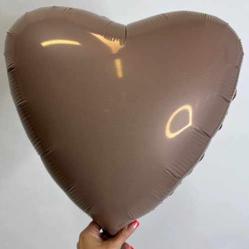 Шар сердце латте сатин, 46 см