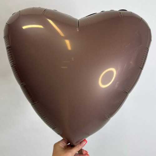 Шар сердце какао сатин, 46 см