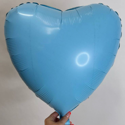 Шар сердце нежно-голубой макарунс, 46 см