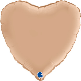 Шар Сердце белый песок 46 см, сатин